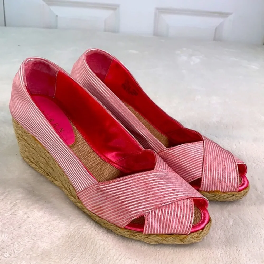Lauren Ralph Lauren Cecilia Open-Toe Satin Stripe Espadrille
